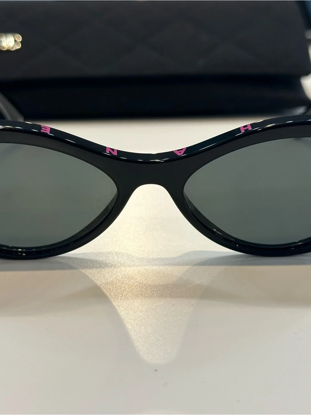CHANEL Black Cat-Eye Sunglasses with Dark Gray Lenses